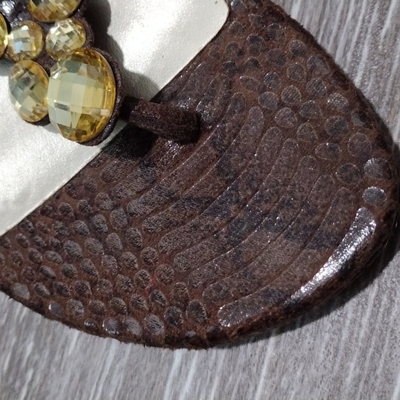 White House Black Market brown leather python print sandals. Size 8.5. mint - Picture 11 of 12